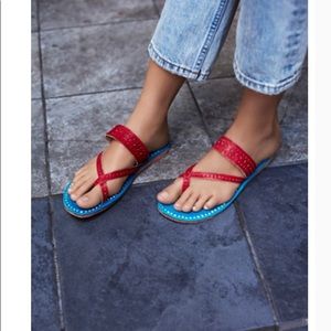 Free People Maui slip on sandals Green/Red